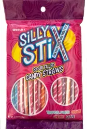 Silly Stix Sour Filled Candy Straws - Tropical Punch, Orange, Cherry, Grape