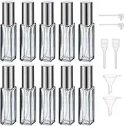 Segbeauty Perfume Container, 10 Pcs 10ml Clear Glass Atomiser Spray Bottles, Perfume Atomizer Leakproof, Refillable Perfume Bottle, Pocket Perfume Dispenser for Traveling and Outgoing (Grey)