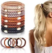 TELAIN Pack of 10 Hair Bobbles Without Damage Ponytail Holders - Elastic Hair Bobbles for Thick Hair, Braided Hair Bands for Women and Girls, Neutral