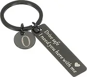 [uxcell] Drive Safe Keychain, 1 Set Letter O Keychain I Need You Here with Me Custom Keychain with Gift Box for Him Christmas Valentines Day Gifts, Black