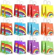 Bighan 24 Pcs Kraft Paper Rainbow Party Favor Bags with Handle, 12 Colors Colors Gift Bags Bulk with Handles for Christmas, Wedding, Baby Shower, Birthday, Gifts, Shopping and Party Supplies