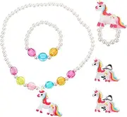 KONTONTY Unicorn Jewelry Kit for Girls Princess Set Boys and Girls Earring Child Bracelet Necklace Birthday Present