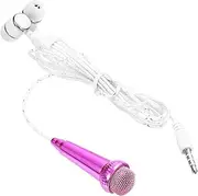 uxcell Mini Microphone Tiny Microphone Portable Microphone Mini Mic with Earphone for Singing Voice Recording Video for Phone Computer Notebook Rose Red