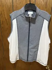 BNWT ALFRED DUNNER PETITE FULL ZIP VEST BLUE STRIPED PETITE XL