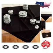 52x52 Inch Black Linen Dining Tablecloth with Intricate Handcrafted Hemstitch