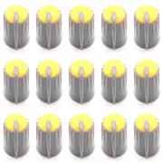 15PCS For Mixer 6mm D Shaft (Yellow) Replacement Rotary Control Knob Cap