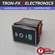 KCD4 Waterproof Black Aluminium Face DPDT Green 9-24V LED Rocker Switch 20A 250V