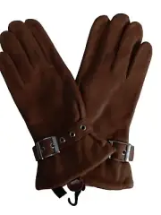 Ladies Cire Genuine Leather Wriststrap Driving Gloves,M, Camel*