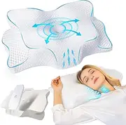 SAHEYER Cervical Pillow for Neck Pain and Shoulder Relief, Adjustable Orthopedic Memory Foam Pillow, Ergonomic Neck Support Pillow for Side Sleepers, Back and Stomach Sleepers (White)