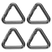 4 Pcs Triangle Spring Key Ring 1 Inch Metal Buckle, Black