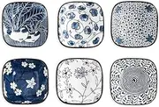 Swuut Ceramic 3oz Square Dipping Bowl Set,Blue and White Soy Sauce Dish Set of 6,3.3 inch Small Bowls for Ketchup Condiments Stackable Side Dish BBQ, Ramekins Oven Safe