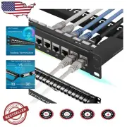 24-Port Network Patch Panel with Removable Back Bar - 10G Speed and Easy Install