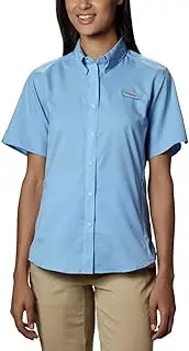 [Columbia] 7277 CB 7277 LAD TAMIAMI LL SS SHRT WHITE CAP BLUE XS
