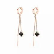 Steel Rose Gold Long Tassel Earrings