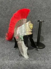 Medieval Roman Centurion Helmet | 18G Steel Gladiator Helmet with Red Crest