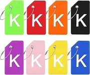 [SAVITA] 8pcs Multicolor Silicone Luggage Tag, Initial Letter Luggage Tags with Stainless Steel Loop for Bags Baggage Travel Sports