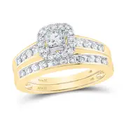 14k Yellow Gold Diamond Princess Bridal Wedding Ring Set 3/4 Cttw (Certified)