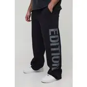 Mens Black Plus Edition Print Relaxed Joggers