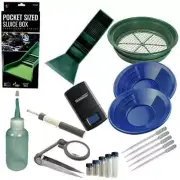 Blue 1/4" Large Gold Classifier Screen Mini Sluice & Gold Pan Panning Kit