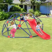 Costway8ft Geometric Dome Climber with Slide for Kids