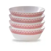 Corelle Graphic Stitch 4-Piece Set of 18 Oz Soup/Cereal Bowls Service for 4 Red