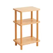 MIUZ 3-Tier Tall Side Table Bedside Table Solid Oak Display Rack Shelf Bookstand