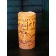 New Primitive Fall Halloween HARVEST MOON PUMPKIN CANDLE Battery Operated Timer