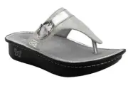 NEW ALEGRIA WHITE LEATHER THONG WEDGE PLATFORM SANDALS SIZE 8 M SIZE 38 M $120