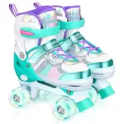 Roller Skates for Girls Boys Adjustable, 4 Size Ages 6-12 & 3-5, Kids Roller ...