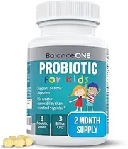 Balance ONE Kids Probiotic - for Children’s Gut Health and Immune Support - Time-Release, Shelf Stable, Sugar Free - Tiny, Easy-to-Swallow Pearls - 60 Day Supply