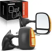 A-Premium Mirror Car Replacement for Ford F-250 F-350 F-450 F-550 Super Duty 1999-2007 Towing, Power, Heated, Black Texture, yellow, Turn Signal, Running light, Front Left and Right, Set of 2