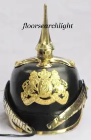 German Leather Armor Brass Spike Officer Helmet Pickelhaube Prussian WW1 Costume