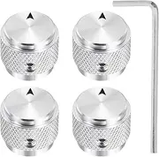 uxcell 4 Pcs Aluminium Potentiometer Knobs, 1/4"(6mm) IDx5/8(15mm) ODx1/2(13mm) Height Universal Volume Tone Control Knobs for Guitar, Bass, Arrow Indicator, Silver