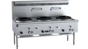 B+S Black Three Hole Deluxe Waterless Wok Table LPG