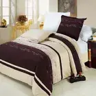 Clarice Embroidered 3 Piece Duvet Cover Set Linen & Chocolate with Pillow Shams