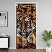 Castle Fairy Tiger Door Curtain,3D Tiger Wild Animal Pattern Blackout Curtain for Bedroom Doorway Living Room,Cool Safari Big Cat Privacy Door Drape 1 Panel,34" W X 80" L