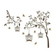 3PCS DIY Fashion Self Adhesive PVC Removable Wall Stickers / House Interior Decoration Pictures -- Trees & Birds, Size: 90cm x 60cm