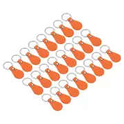 Leather Key Fob Kit, 24pcs PU Leather Key Fob Blanks with Key Rings, Orange