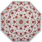 Octagon White Marble Dining Table Top Carnelian Stone Inlay Work Lawn Table