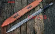 30" Hand Forged Damascus Steel Hunting ROMAN GLADIUS Sword Micarta Handle