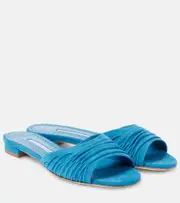 [Manolo Blahnik] Manolo Blahnik Piruaflat 10 suede sandals AU 10 blue