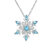 Veile Studios Zircon Blue White Christmas Snowflake Pendant Long Chain Necklace Necklaces & Pendants