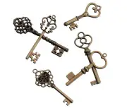 24 Vintage Bronze Skeleton Keys Wedding Escort Tags Gift Favors