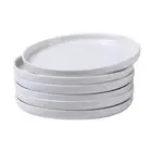 Ceramic White Dinner Plate Set of 6, 8 Inch Cutlery Set, Pizza Salad Pasta St...