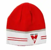 65120 SYDNEY SWANS AFL TEAM LOGO REVERSIBLE RIB BEANIE WINTER HAT