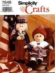 Simplicity 7648 18" Uncle Sam & Betsy Ross Dolls Sewing Craft Pattern Uncut