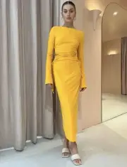 Camilla And Marc BNWT Dress Size AU 6/US 2 Alexandre Knit Maxi Cutout Marigold