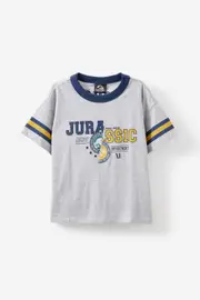 [Cotton On Kids] Cotton On Kids - Jurassic Park Drop Shoulder Short Sleeve Tee - Lcn uni grey marle/jurassic splice 6 LCN UNI GREY MARLE/JURASSIC SPLICE