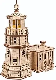 UGEARS Split Rock Lighthouse 3D Puzzle - DIY Miniature Building Kit Wooden Models for Adults to Build Yourself with LED Night Light - 3D Wooden Puzzles for Adults - Craft Gifts for Engineers - 295