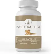 Psyllium Husk Capsules by Pure Organic Ingredients, (100 Capsules, 1,500 mg Serving) (3 Capsules/Serving) Fiber Powder Supplement